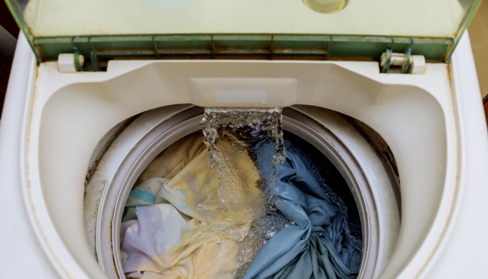 High Angle View Of Laundry In Washing Machine