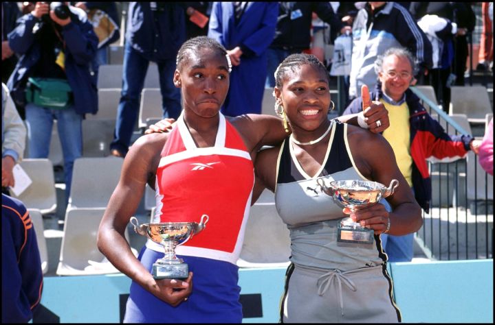 Sister act by Venus and Serena Williams at the 1999 French tennis open.