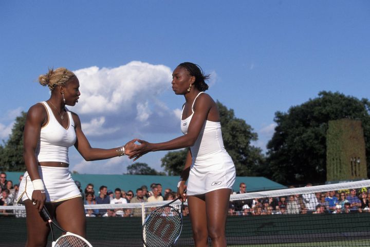 VENUS WILLIAMS and SERENA WILLIAMS, Ladies Doubles, 2002 Wimbledon Tennis Championships, 010627.