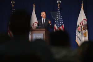 Former President Obama Accepts The Paul H. Douglas Award For Ethics In Government At The University Of Illinois