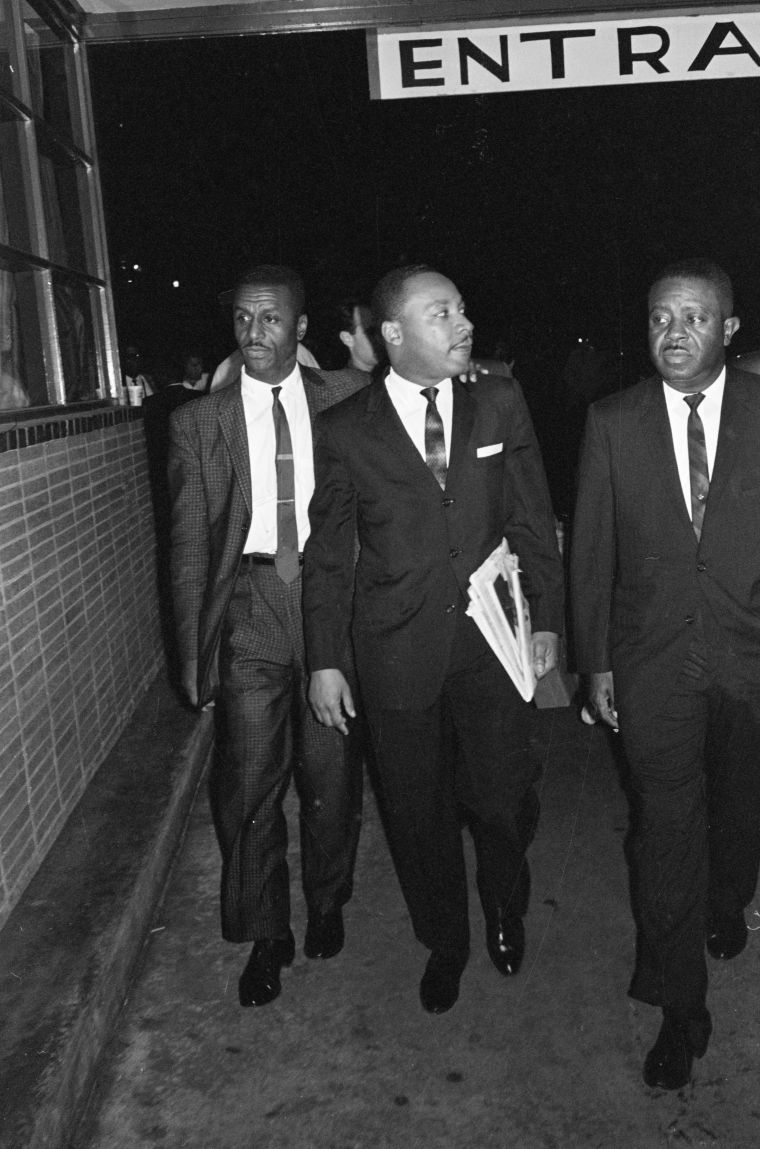 Abernathy,Shuttlesworth,King Walk Solemn