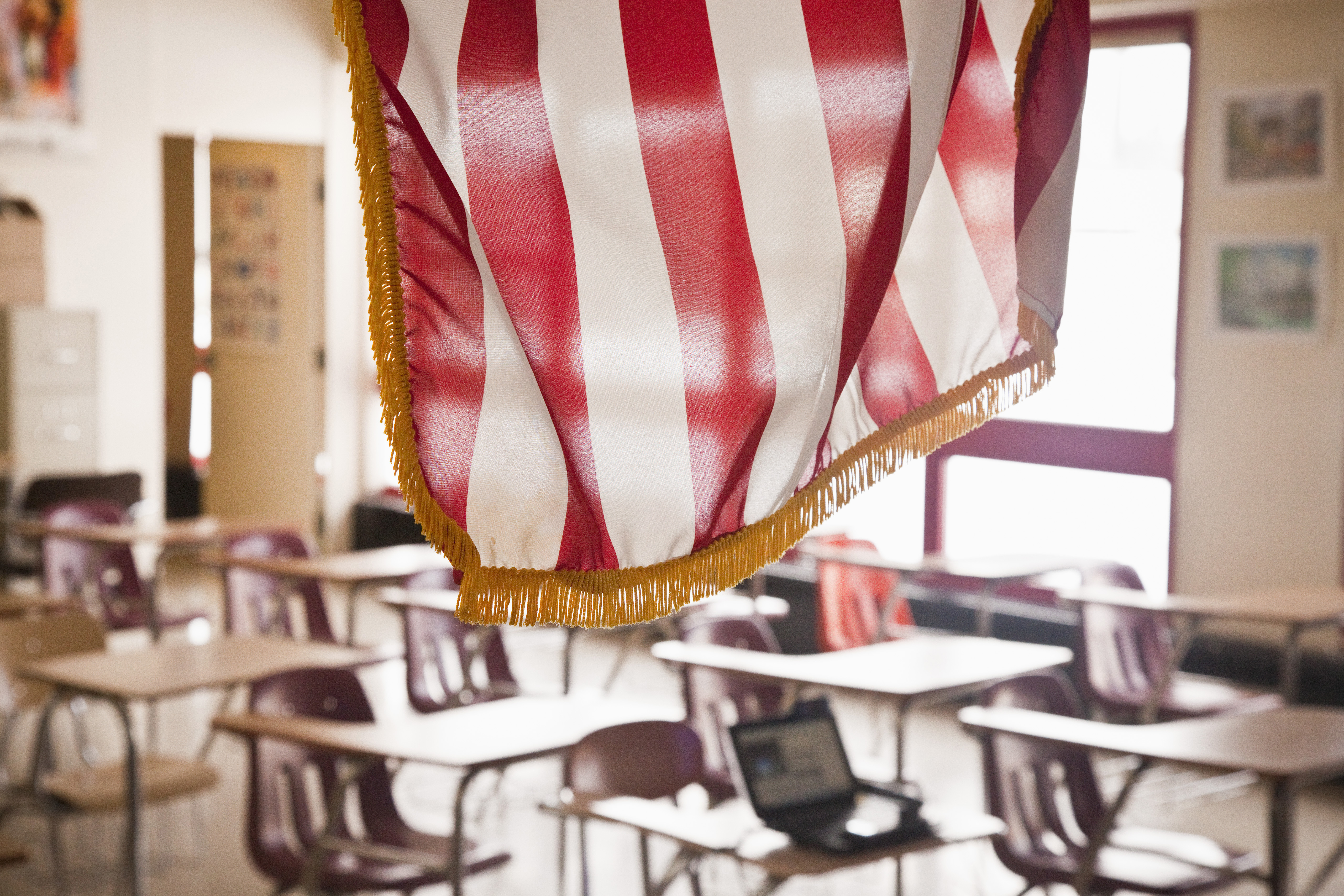 American Flag Hanging in Classroom