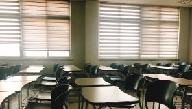 Empty Chairs And Desks In Classroom