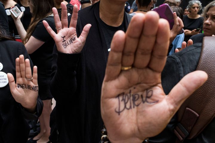 Protesters Demonstrate Against Supreme Court Nominee Brett Kavanaugh On Day Of Hearing With His Accuser Dr. Christine Blasey Ford