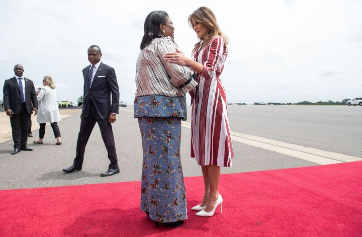 First Lady of Ghana greets Melania Trump