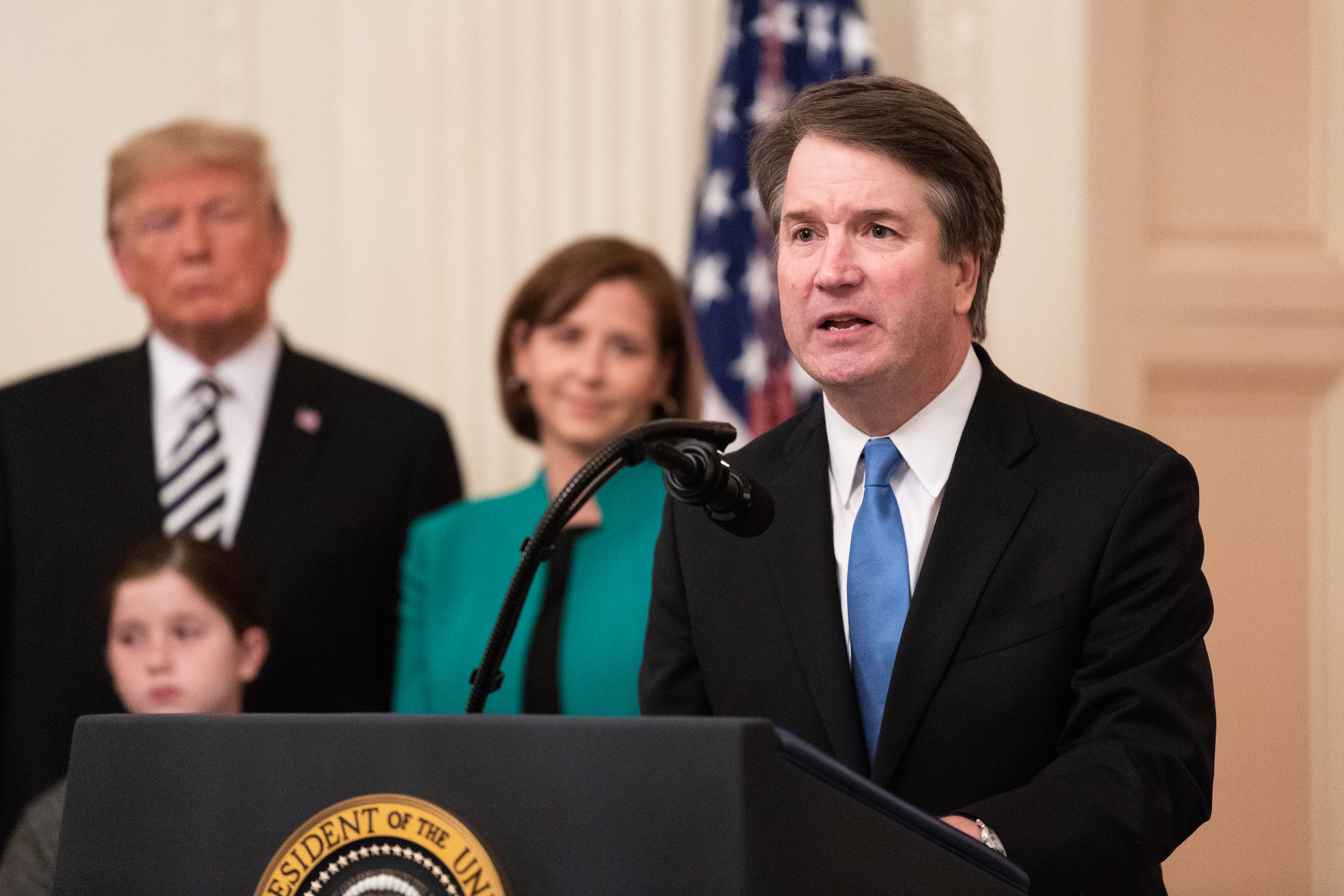 Brett Kavanaugh speaking at his swearing in as a Supreme...