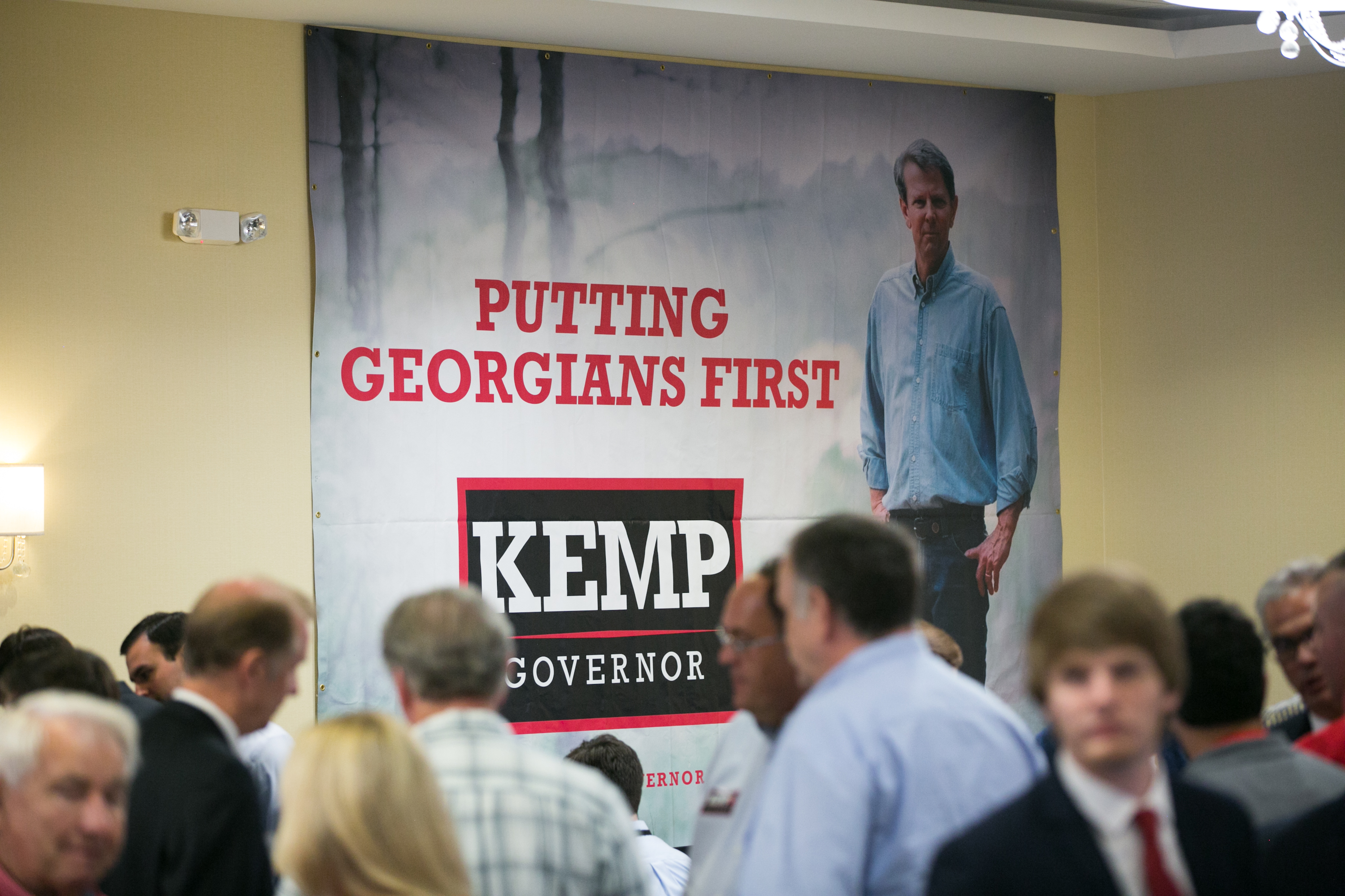 Georgia Secretary of State And Gubernatorial Candidate Brian Kemp Holds Primary Night Event In Athens, Georgia