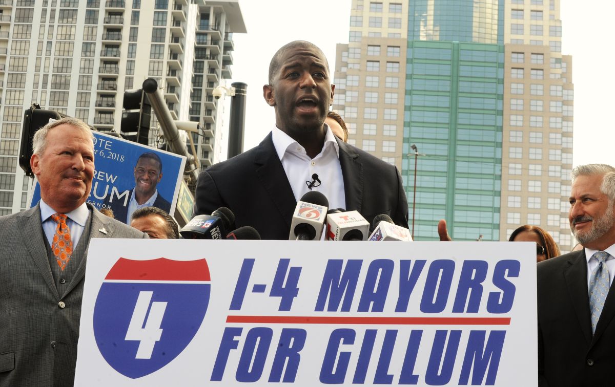 Andrew Gillum speaks at a campaign event In Florida