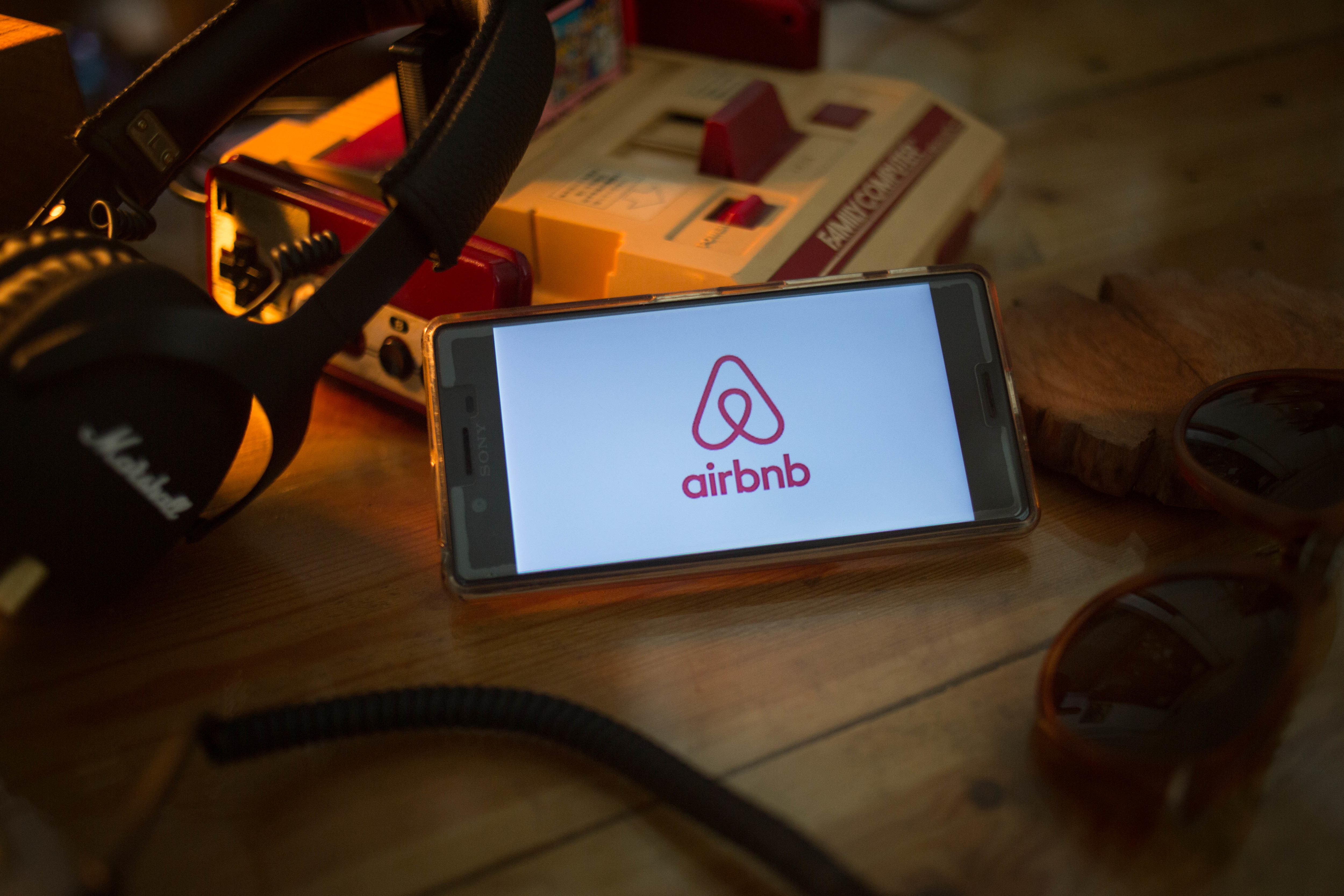 The AirBnB application seen displayed on a Sony smartphone...