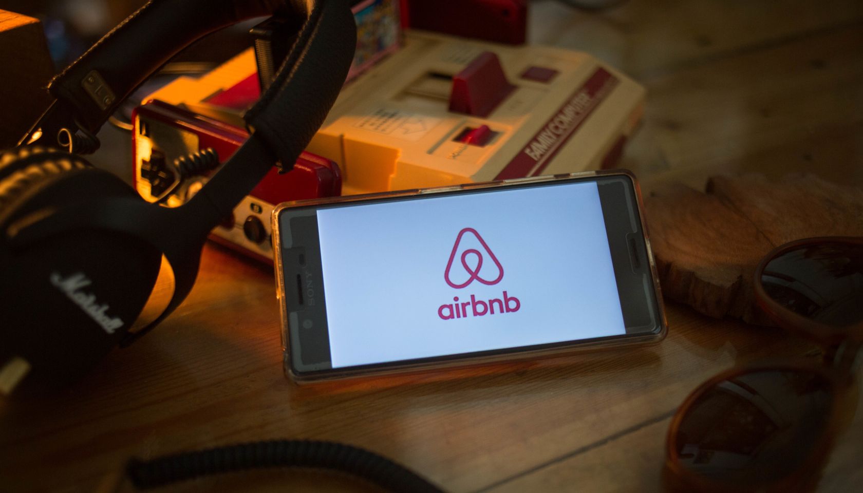 The AirBnB application seen displayed on a Sony smartphone...