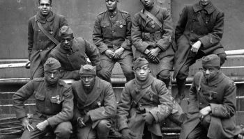 Soldiers of the 369th regiment of the American Army (Harlem Hellfighters) who won the Croix de Guerre for gallantry in action.