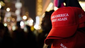 'Make America Great Again' red baseball caps, signature...