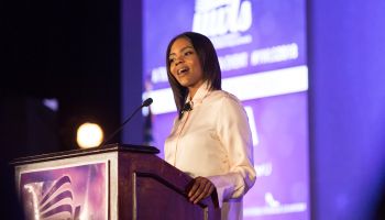 Conservative commentator, Candace Owens, speaks at the Turning