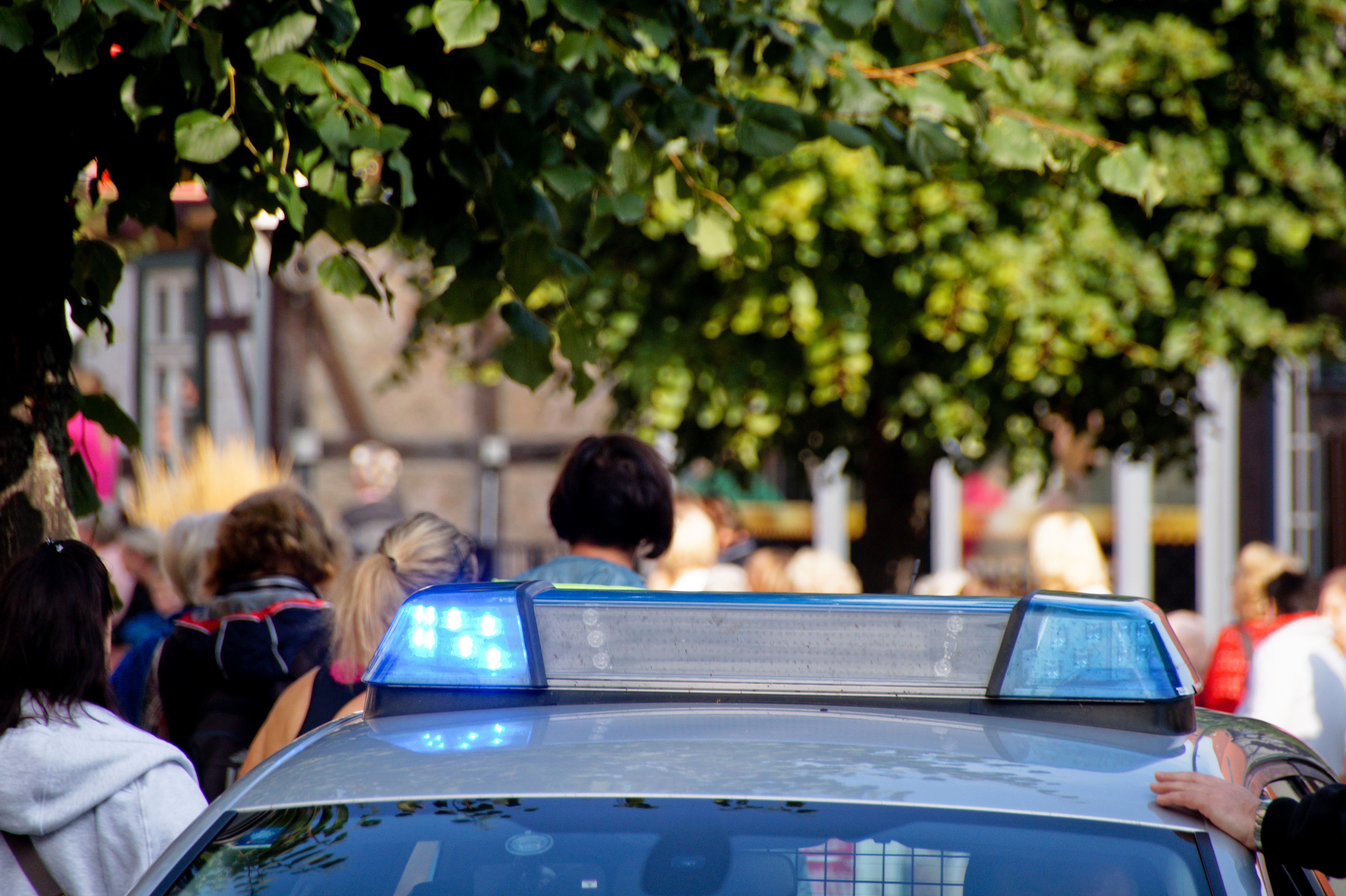 Close-Up Of Police Car In City