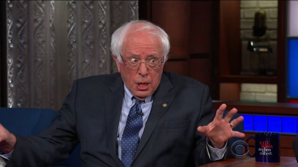 Bernie Sanders during an appearance on CBS' 'The Late Show with Stephen Colbert.'