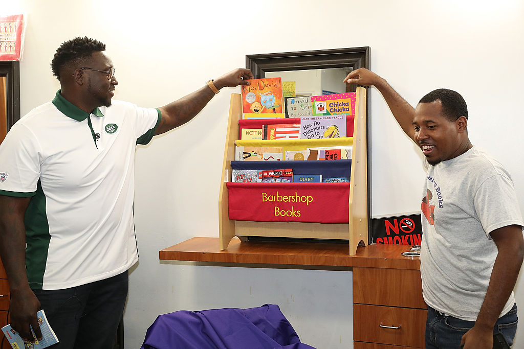 NFL Player Jarvis Jenkins Youth Reading Event The International Hair Studios Harlem