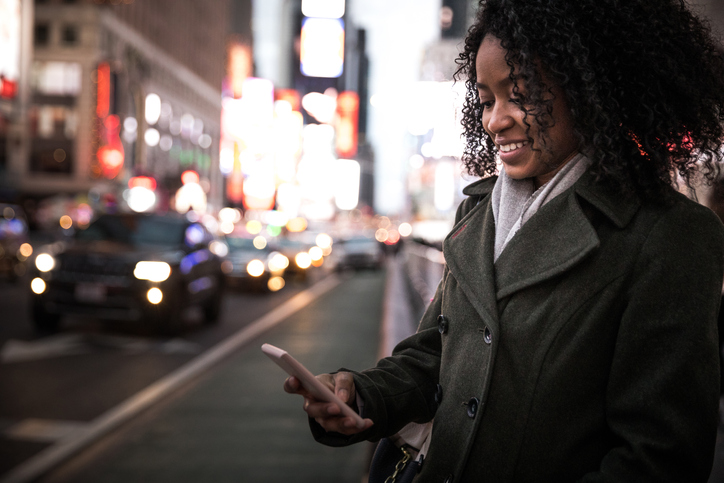 Waiting for the taxi in Times Square New York