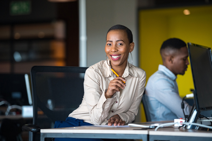 Successful businesswoman working at her desk