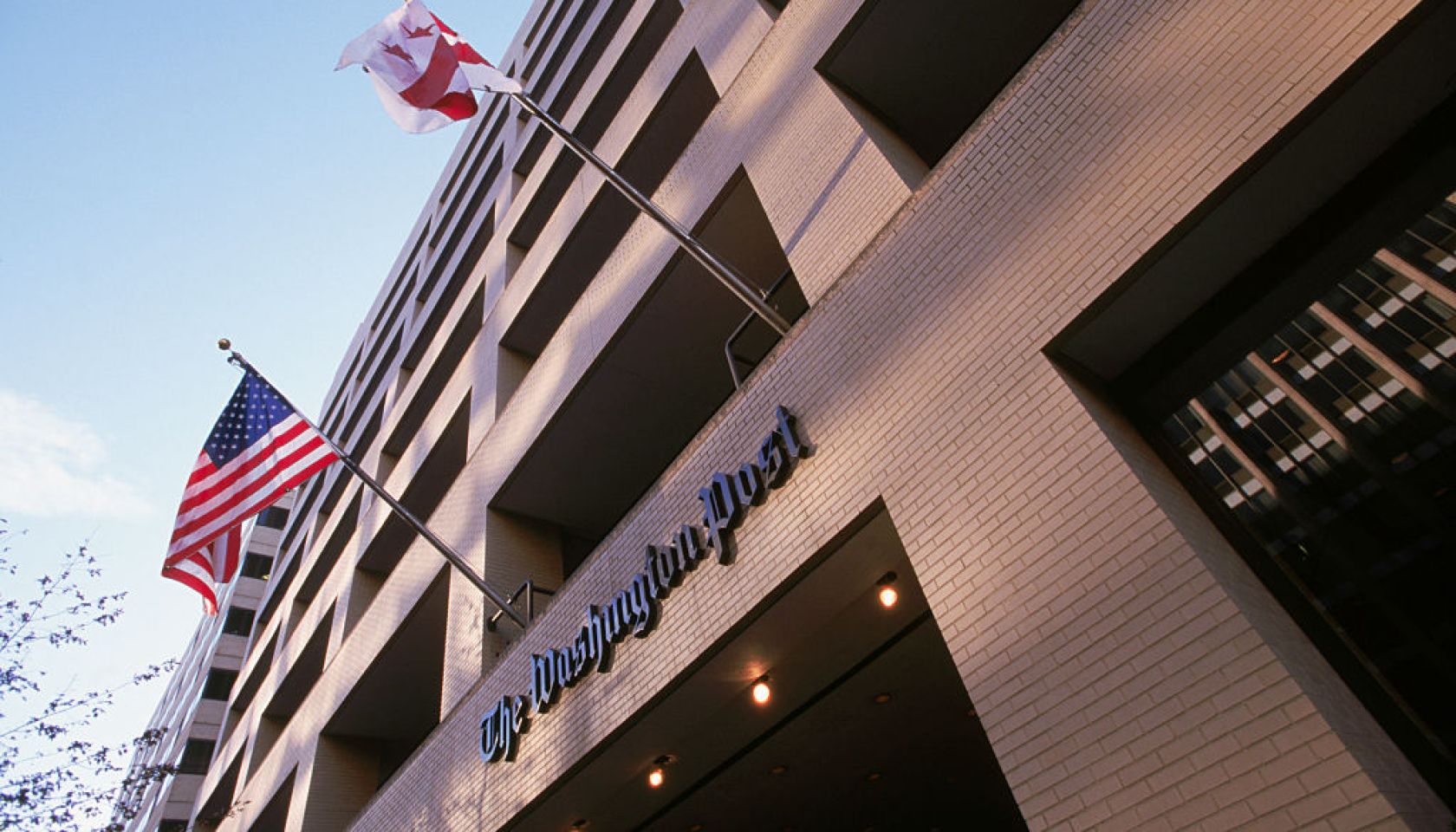 Flags Wavering Outside The Washington Post Building