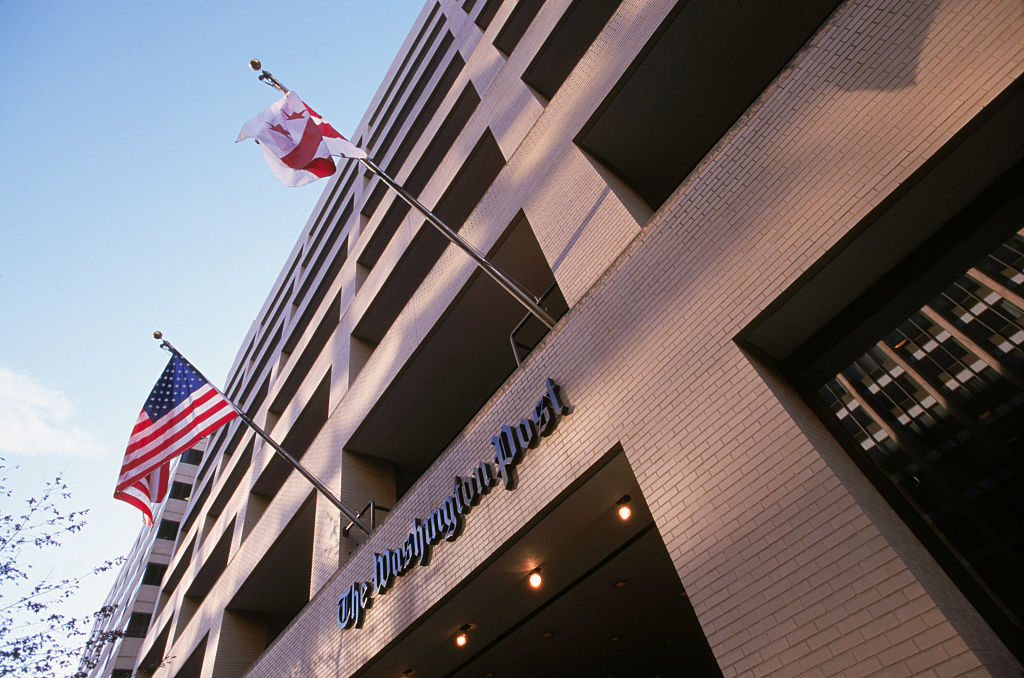 Flags Wavering Outside The Washington Post Building