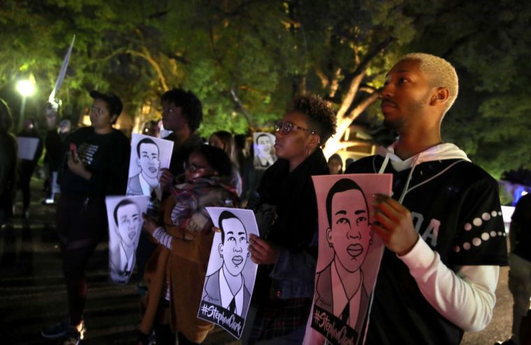 Activists Demonstrate In Sacramento Protesting Against Decision Not To Charge The Police Officers In Stephon Clark Shooting
