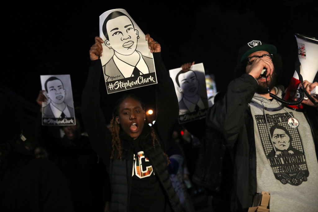 Activists Demonstrate In Sacramento Protesting Against Decision Not To Charge The Police Officers In Stephon Clark Shooting