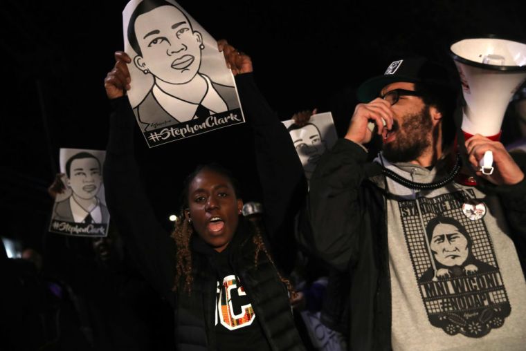 Activists Demonstrate In Sacramento Protesting Against Decision Not To Charge The Police Officers In Stephon Clark Shooting