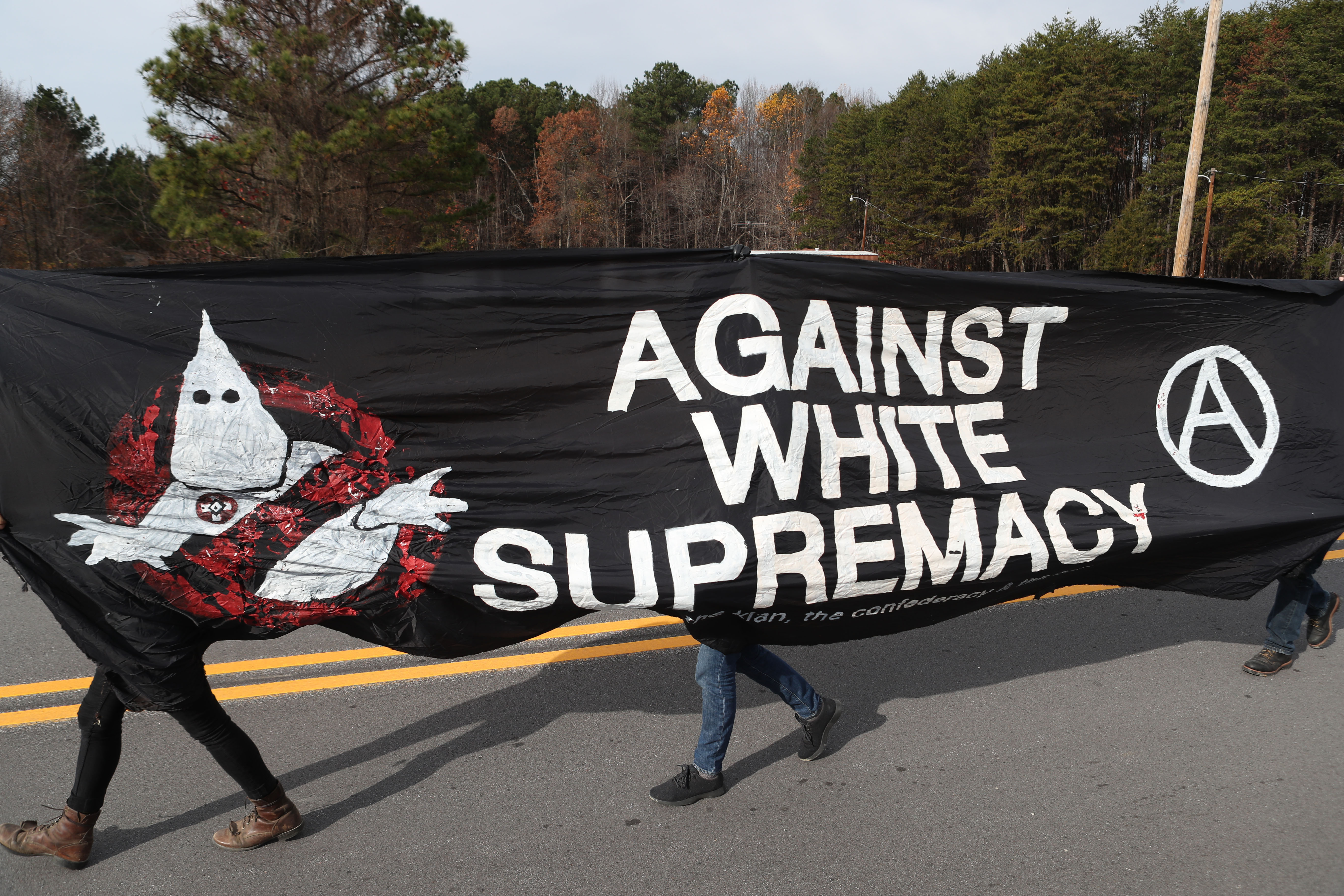 Anti Klu Klux Klan protesters gather in Danville, Virginia