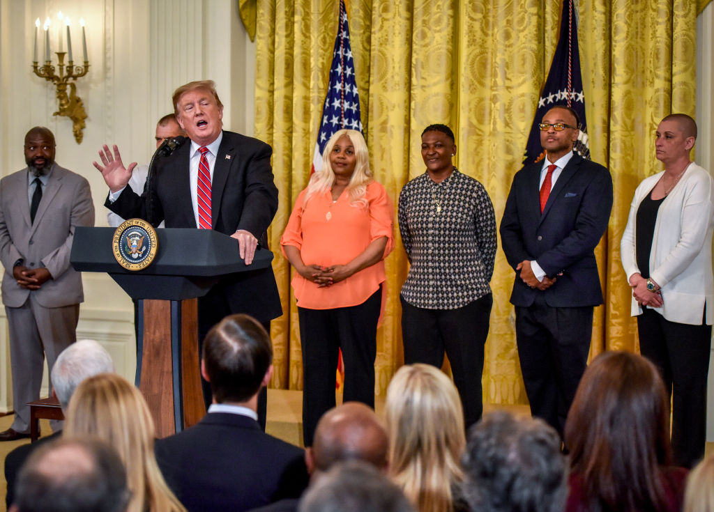 President Donald Trump participates in the 2019 Prison Reform Summit and First Step Act Celebration at the White House, in Washington, DC.