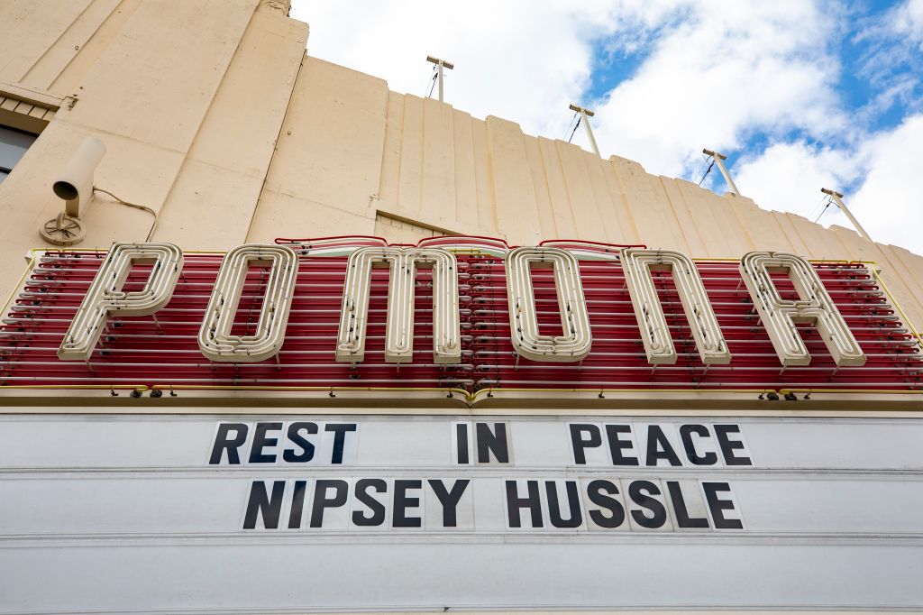 The Fox Theater in Pomona California paying tribute to the late Nipsey Hussle