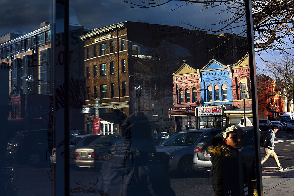 WASHINGTON DC - DECEMBER 29: The Shaw neighborhood is reflected