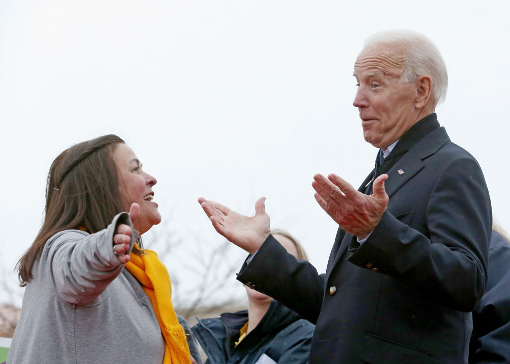 Former Vice President Joe Biden speaks to striking Stop & Shop workers
