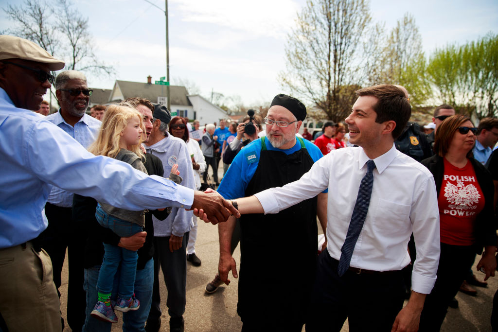 South Bend, Indiana Mayor Pete Buttigieg, who is running as...