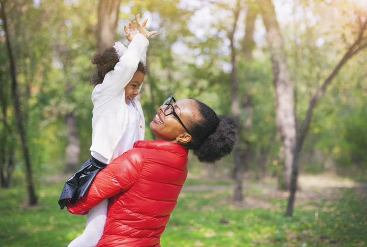 African American mother and her daughter.
