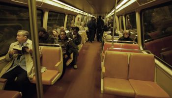 Travelers going by Washington DC's Metro