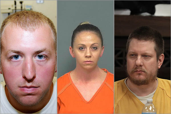 Racist policing in America composite photo of Darren Wilson, Amber Guyger and Jason Van Dyke