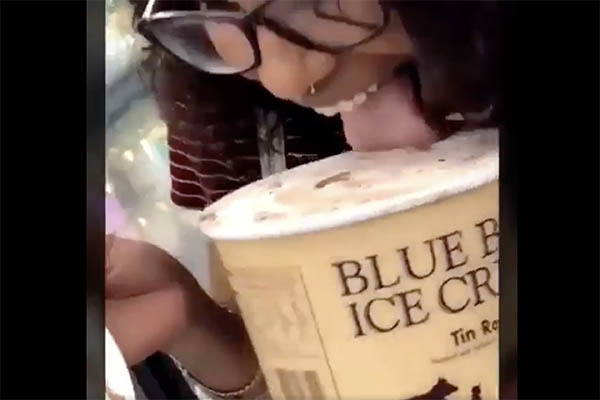 Blue Bell ice cream girl licking video