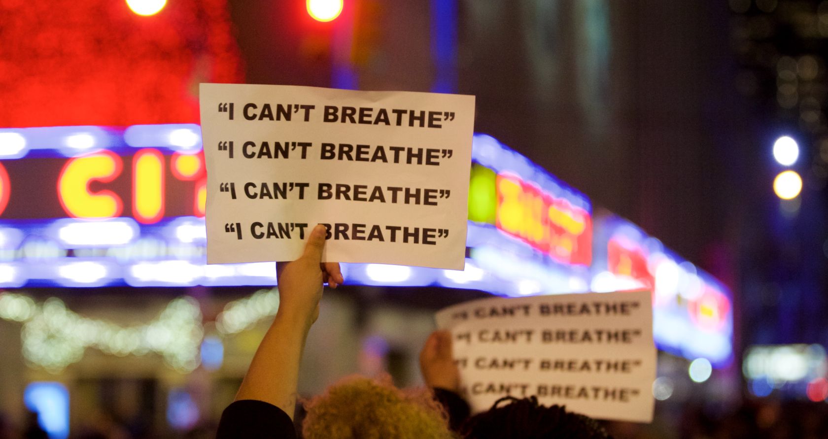 Protestors during a protest for Eric Garner