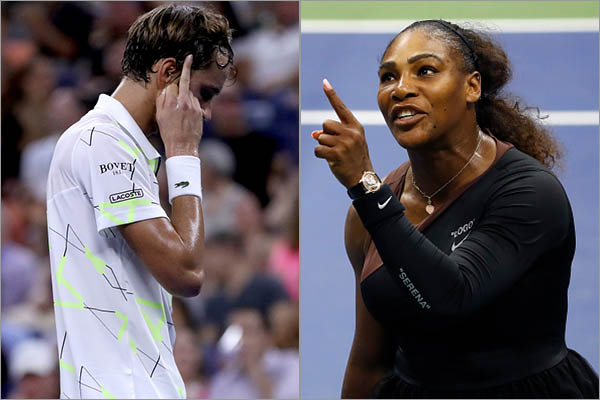 Medvedev and Serena at US Open 2019 and 2018, respectively