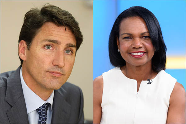 Justin Trudeau and Condoleezza Rice