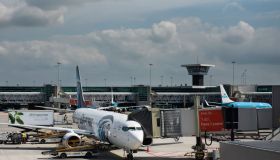 An Egyptian airline company Egyptair plane at the Amsterdam...