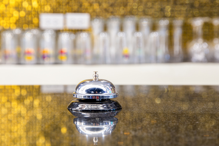 Hotel restaurant bell service on concierge customer reception counter