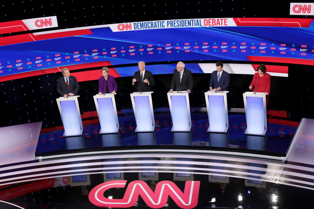 Democratic Presidential Candidates Participate In Presidential Primary Debate In Des Moines, Iowa