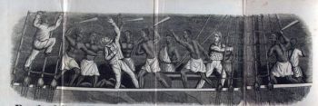 newspaper's depiction of the Revolt on the Amistad was a small, two-mastered schooner. Built in Spain and based in Havana, it moved general cargo along the Spanish ports of the Caribbean.