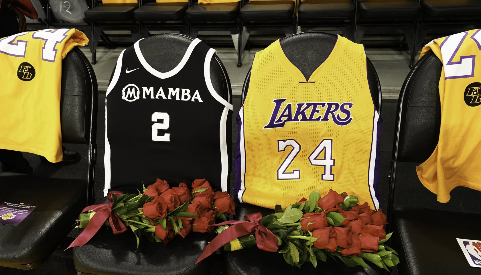The tribute to Kobe Bryant before the LA Lakers v Portland Trail Blazers game at the Staples Center