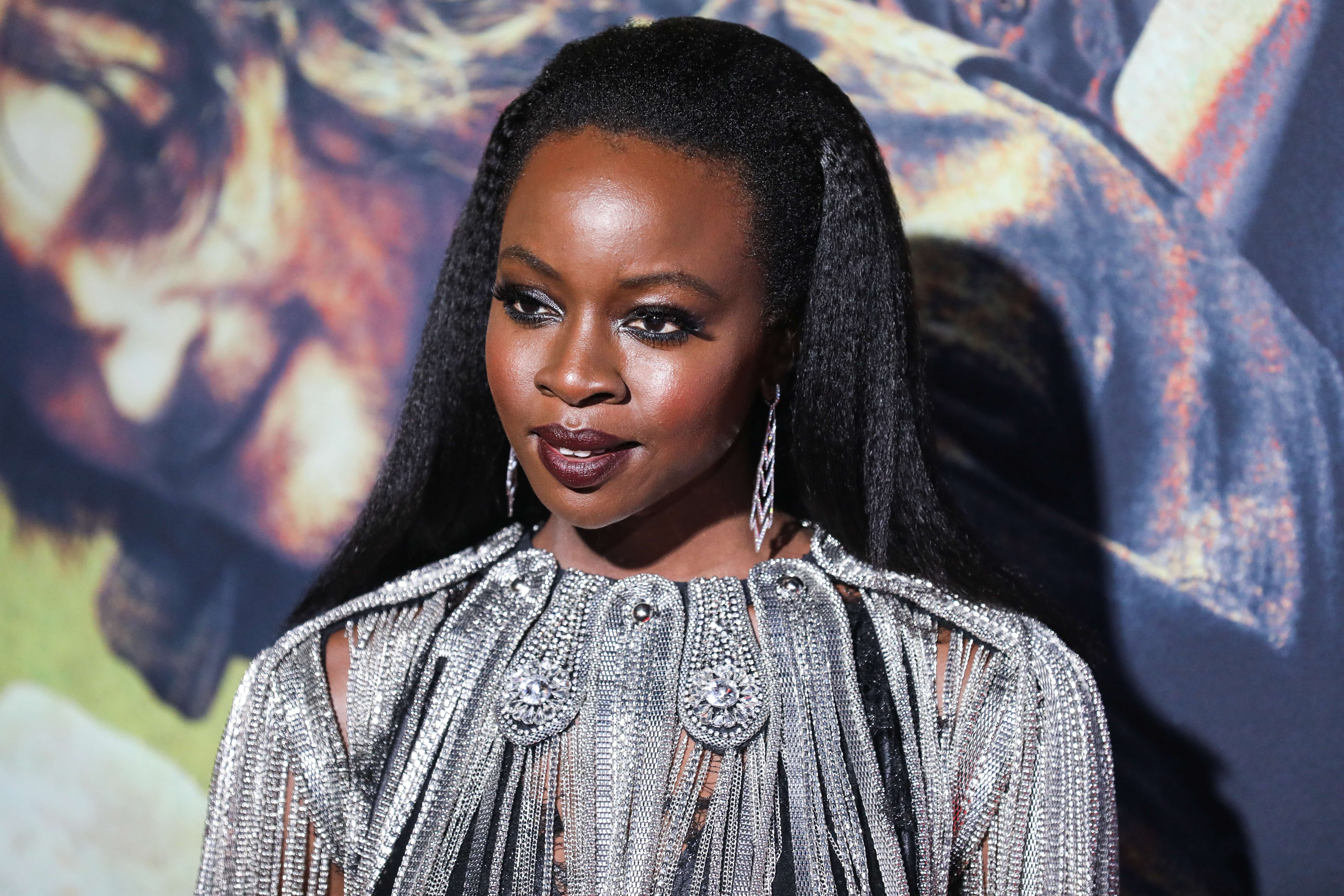 Actress Danai Gurira wearing Christopher Kane arrives at the Los Angeles Special Screening Of AMC's 'The Walking Dead' Season 10 held at the TCL Chinese Theatre IMAX on September 23, 2019 in Hollywood, Los Angeles, California, United States.
