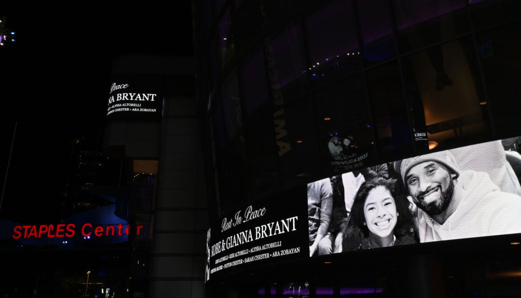 Views of Kobe Bryant Memorial at LA Live Outside Staples Center