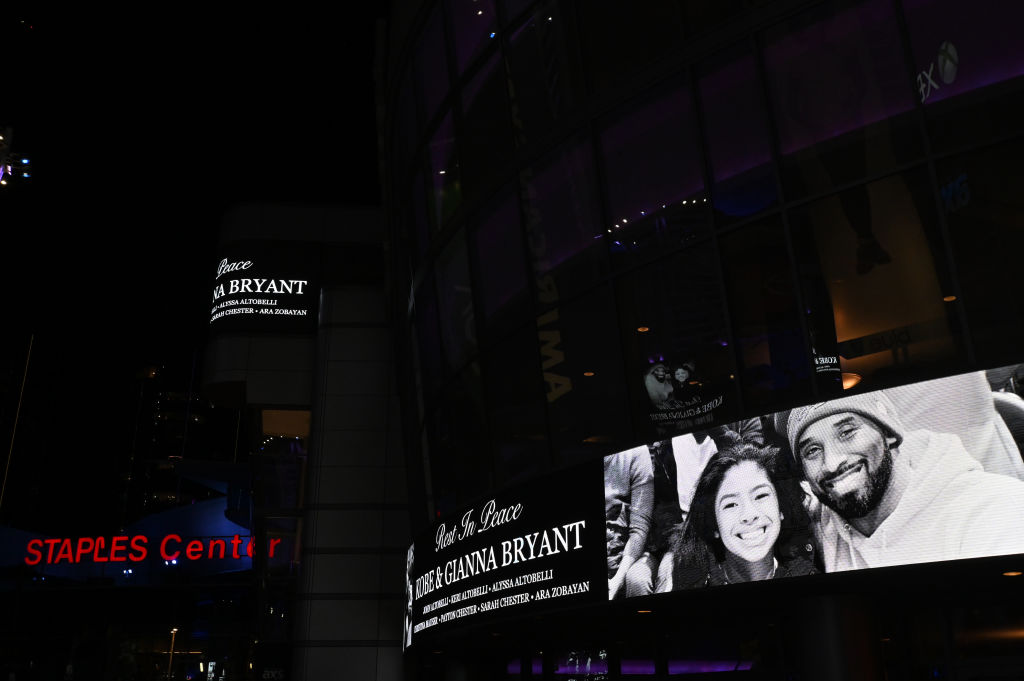 Views of Kobe Bryant Memorial at LA Live Outside Staples Center