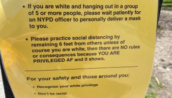 White privilege social distancing sign
