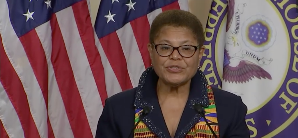 Karen Bass announcing Justice in Policing Act of 2020